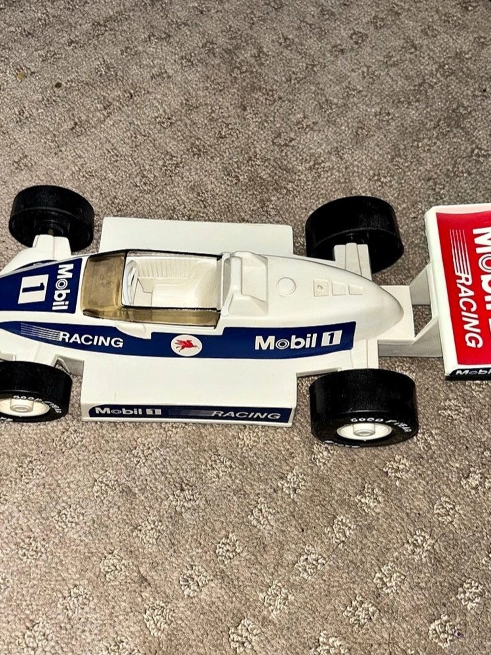 Vintage Mobil 1 Racing Indy Car Toy White & Blue